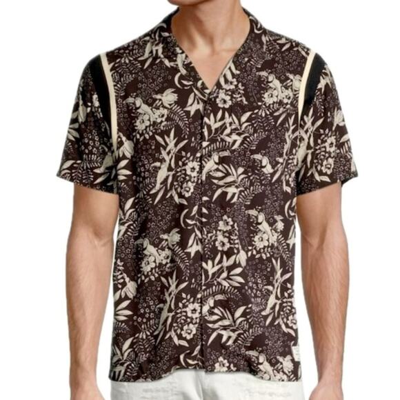 Scotch & Soda Other - SCOTCH & SODA | Men's Brown Hawaiian Aloha Toucan  Shirt with Knit inset Medium